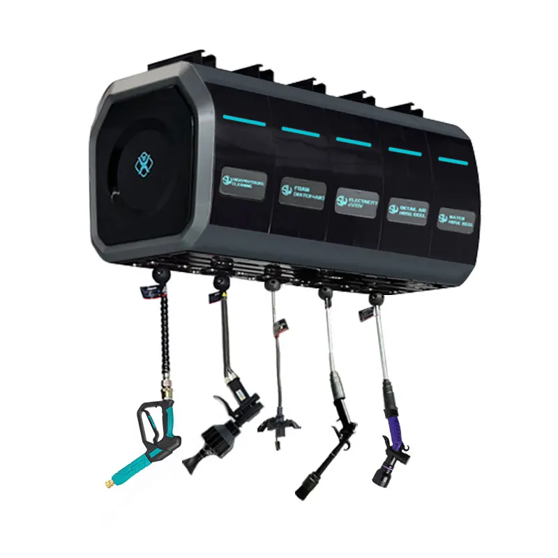 

Комплексная коммерческая станция для мойки автомобилей 5-в-1: оборудование высокого давления, водяная, воздушная, электрическая и пенная подача, интегрированная система с катушкой для шланга