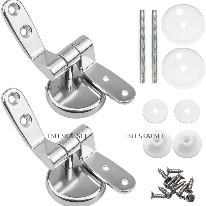 2Pcs Silver Zinc Alloy Hinge Toilet Seat Hinges Fittings Toilet Replacement Zinc Alloy Hinge with Fixing Nuts Furniture Hinge