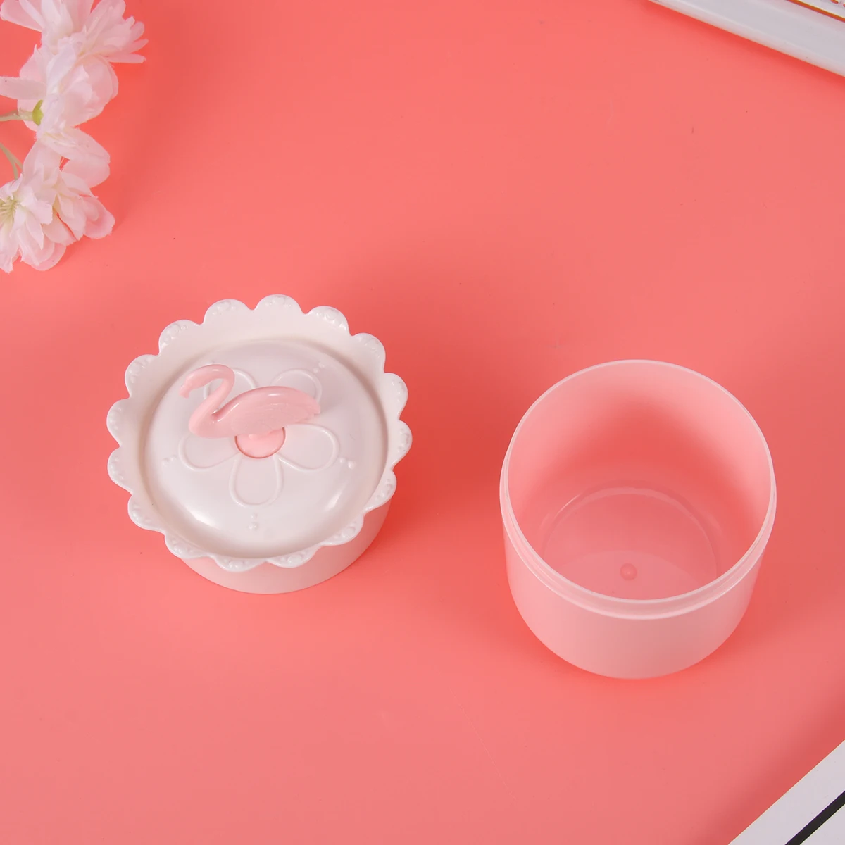 

Trendy Flamingo Cotton Pad Storage Box Round Makeup Accessories Case Dustproof Container for Women Bathroom Bedroom ( +White)
