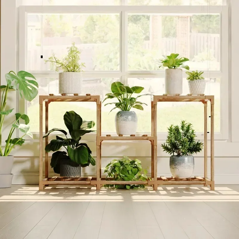 Shelf Wood Shelf Holder Assembly Plant Support Base for Plants Pots Display Outdoor Indoor Plants Stand Corner Shelf Plant Stand