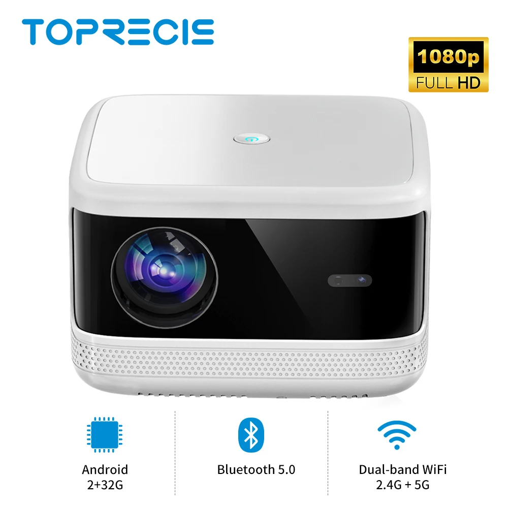 TOPRECIS T40 Portable Projector LED Smart Android 2+32G Wifi Home Theater Video Projector for Full HD 1080P 4k Cinema Smartphone