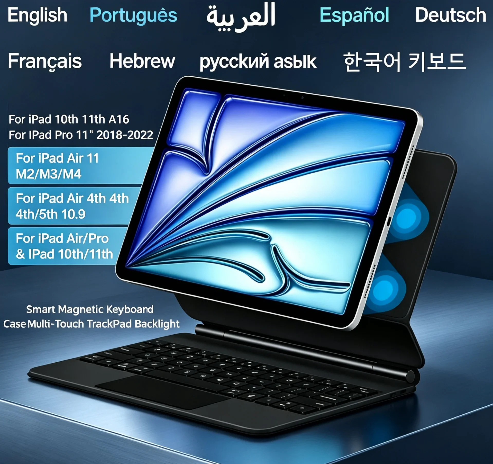 Keyboard Case for iPad Air 11 M2 M3 M4 2026 with Trackpad Backlit Magnetic Cover Multi-Angle