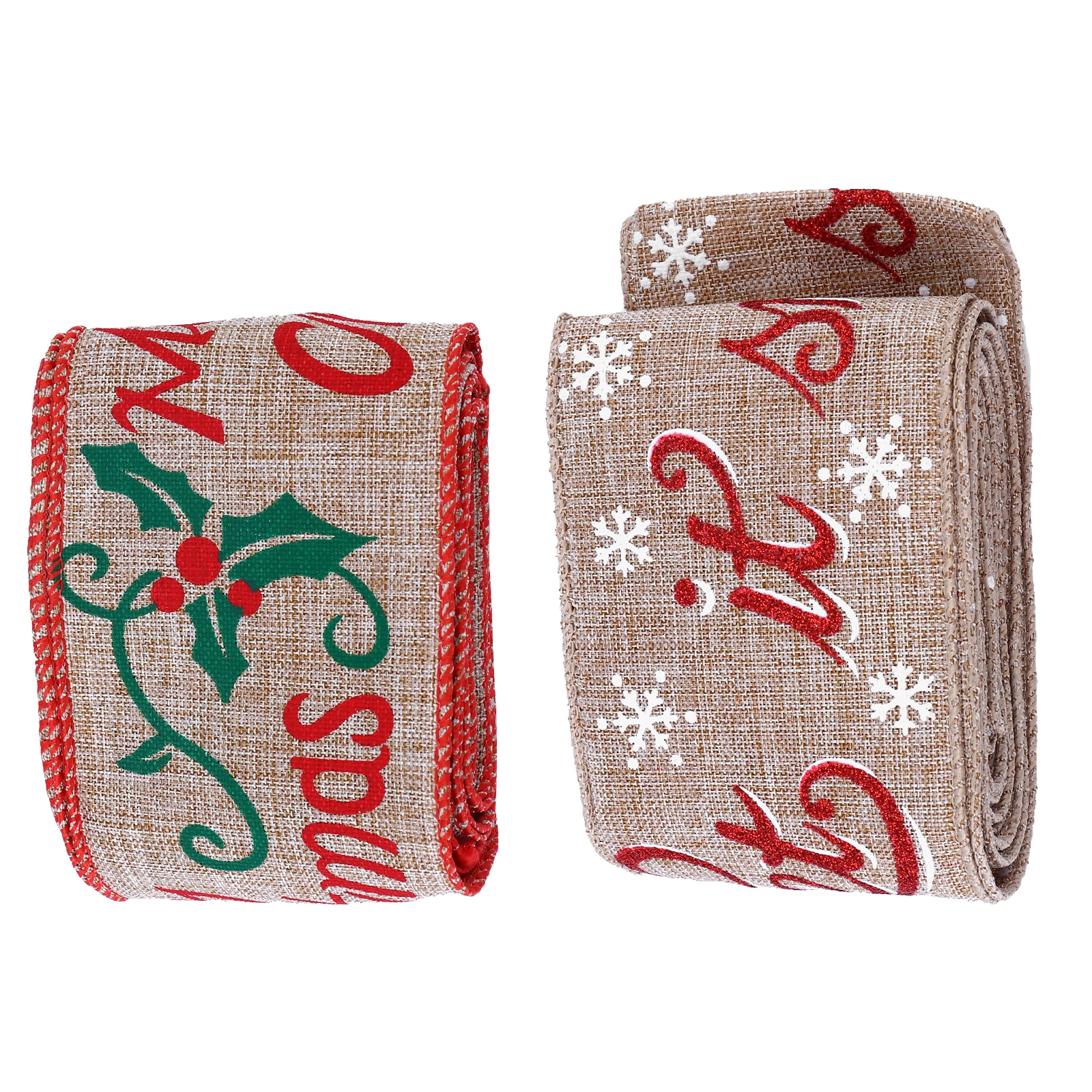 

2 Pcs Christmas Tree Decoration Webbing Present Wrapping Ribbon Ribbons Packing DIY Decorative Natural