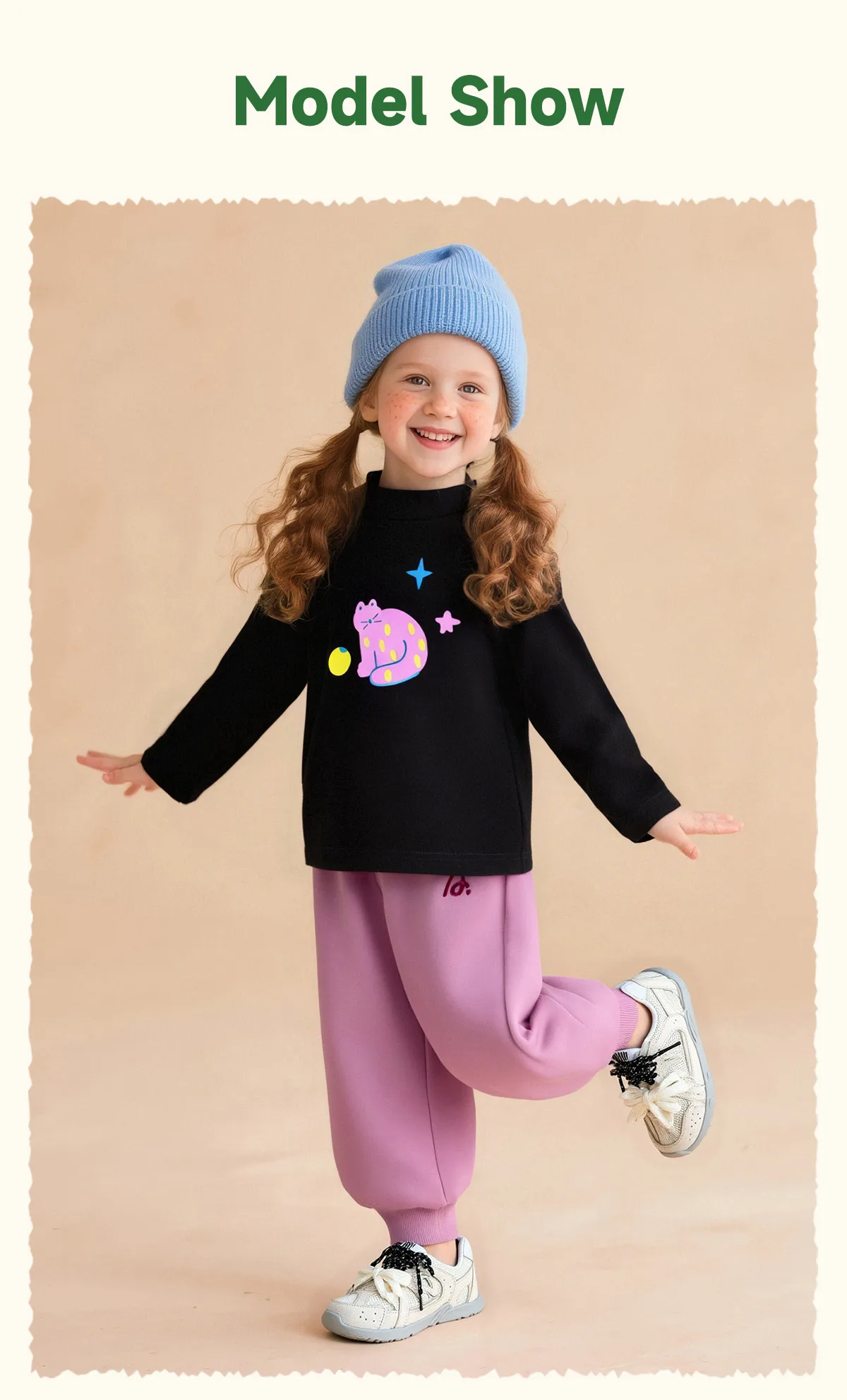 Amila Kids Winter 2026 Mädchenmode Rundhals-Unterhemd Rosa Beige Schwarz Rosenrot Einfaches und Verspieltes Muster – Detail 7
