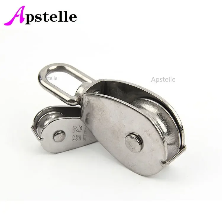 Apstelle Cable Single Pulley Block Stainless Steel Hanging Wire Towing Lifting Rope Wheel Marine Boat Pulley Blocks for Kayak