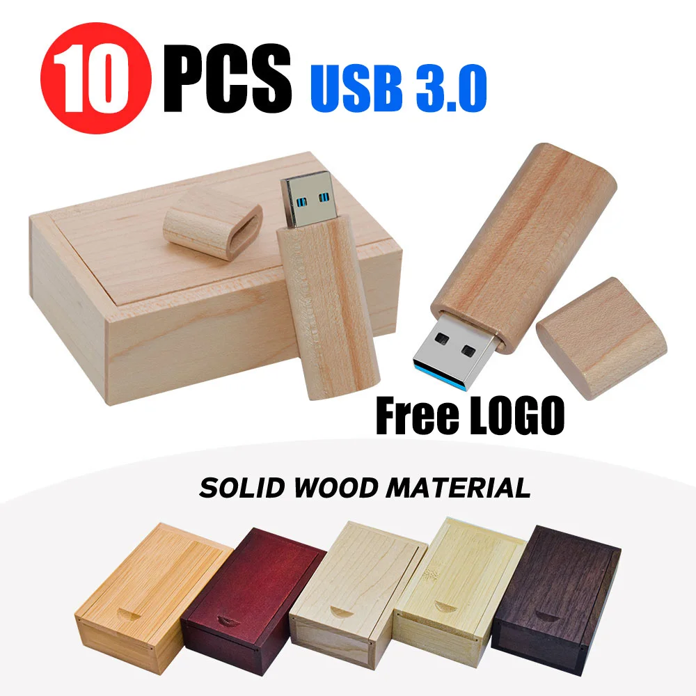 

10 шт. USB 3.0 флэш-накопители 128 ГБ деревянная карта памяти Бесплатный индивидуальный логотип Ручка-накопитель 64 ГБ 32 ГБ U-диск Креативный свадебный подарок Pendrive