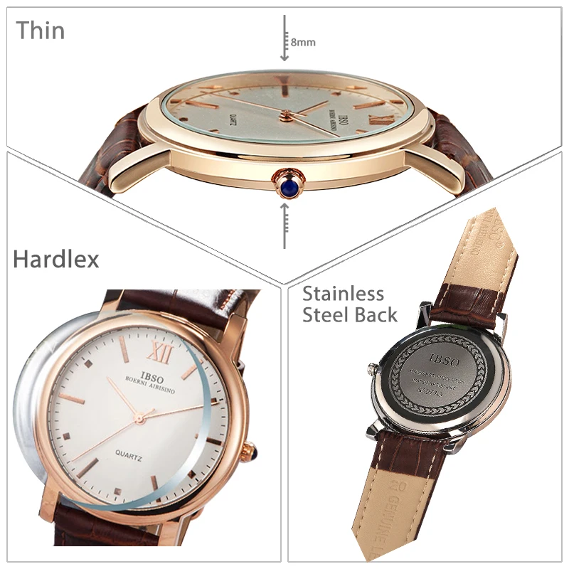 Moda orologio da polso dorato da uomo Ultra marrone Bussiness orologio da polso in pelle ragazzo impermeabile di lusso originale nero orologi regali maschili