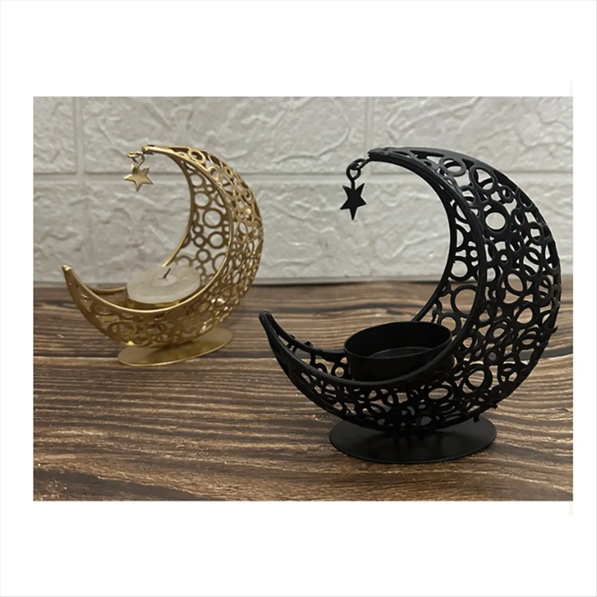 ●B-Candle Holder Ramadan Metal Candlestick Eid Mubarak Decoration Light Luxury Wedding Muslim Eid Al AdhaGift