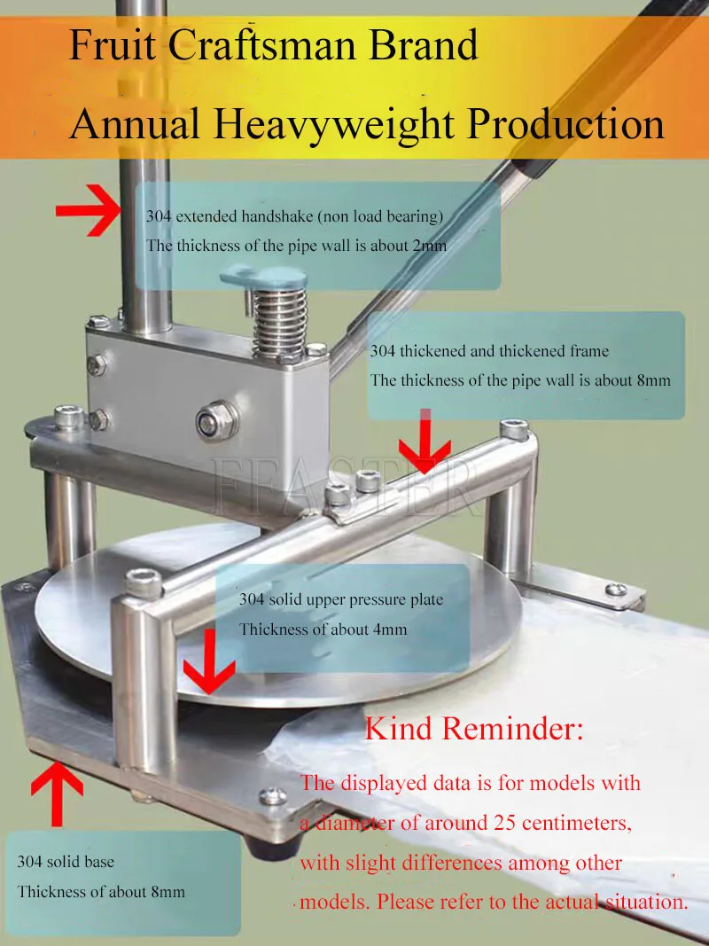 Commercial  Hand Pizza Dough Press Machine/Manual Dough Flattening Press Machine