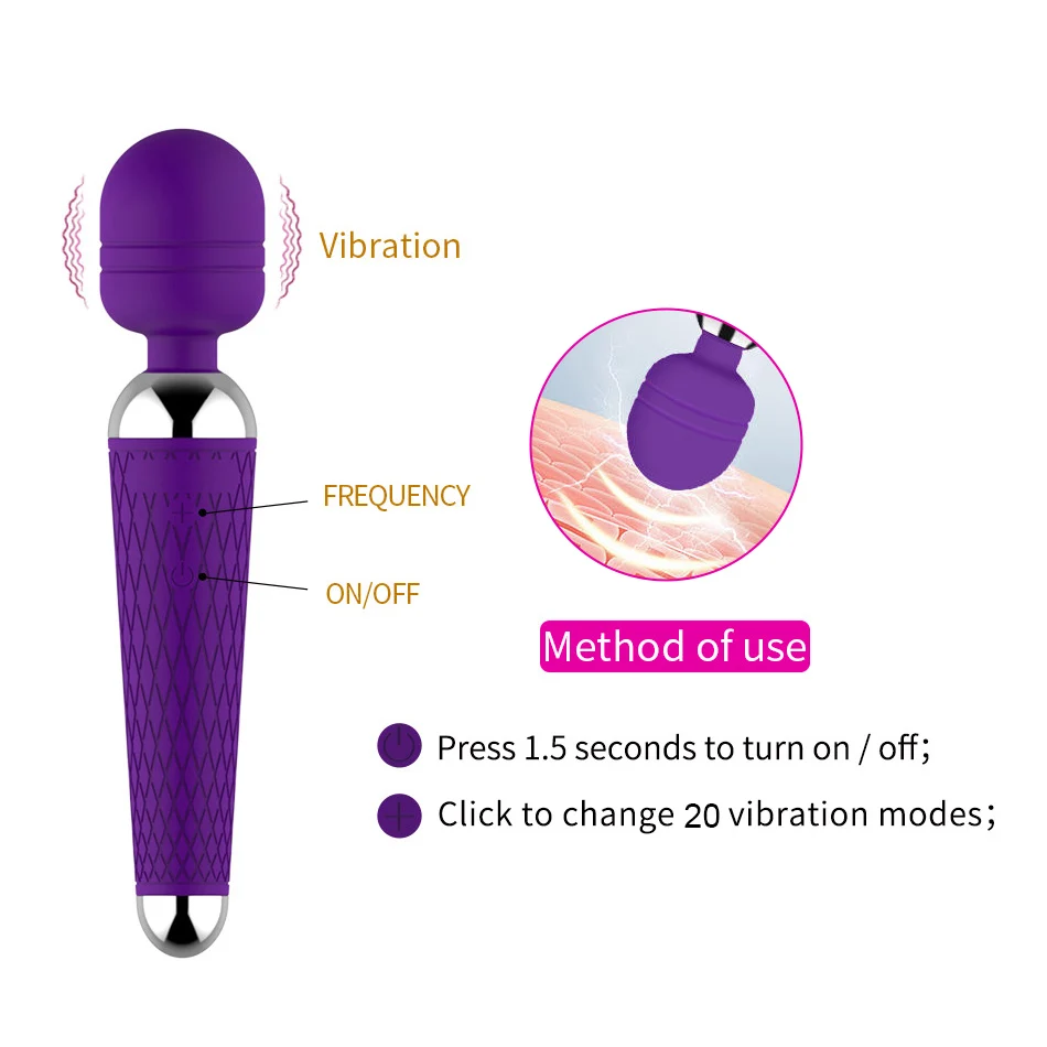 20 Speeds Powerful AV Magic Wand Vibrator Clitoris G Spot Stimulator Sex Toys for Women Personal Body Massager Adult Sex Product