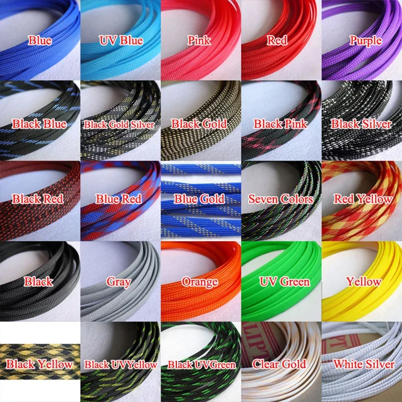 1M 2 4 6 8 10 12 14 16 18 20 25 30 40 mm High Density PET Braided Expandable Sleeve Wire Wrap Insulated Nylon Protector Sheath