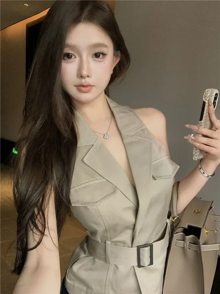 

Vests Waistcoats Thin Womens Vest Orange Autumn Blended Doodle Cartoon Grid Graphics Patchwork Folk Checked Lettered Raw Edge OL