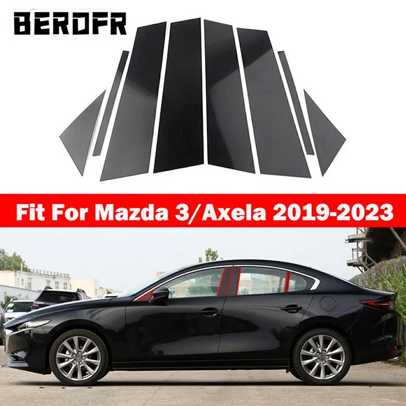 

Glossy Black Window Door Column B C Pillar Post Cover Trim For Mazda 3 / Axela 2019 2020 2021-2023 Decoration Stickers Styling