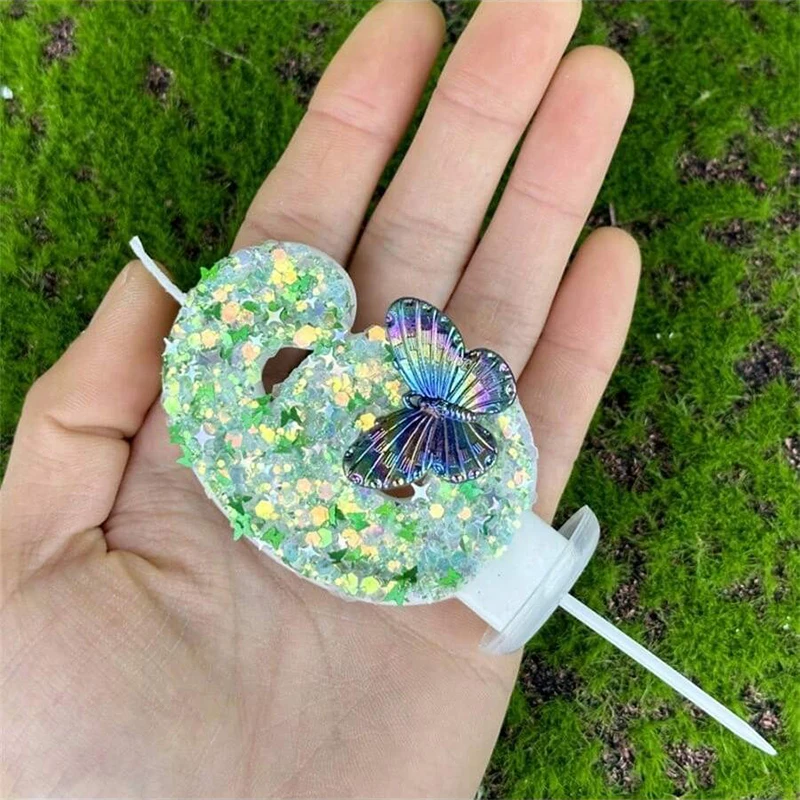 1Pc 녹색 장식 조각 번호 0-9 나비 케이크 양초 - Candle Supplies Usa 리뷰 및 가격