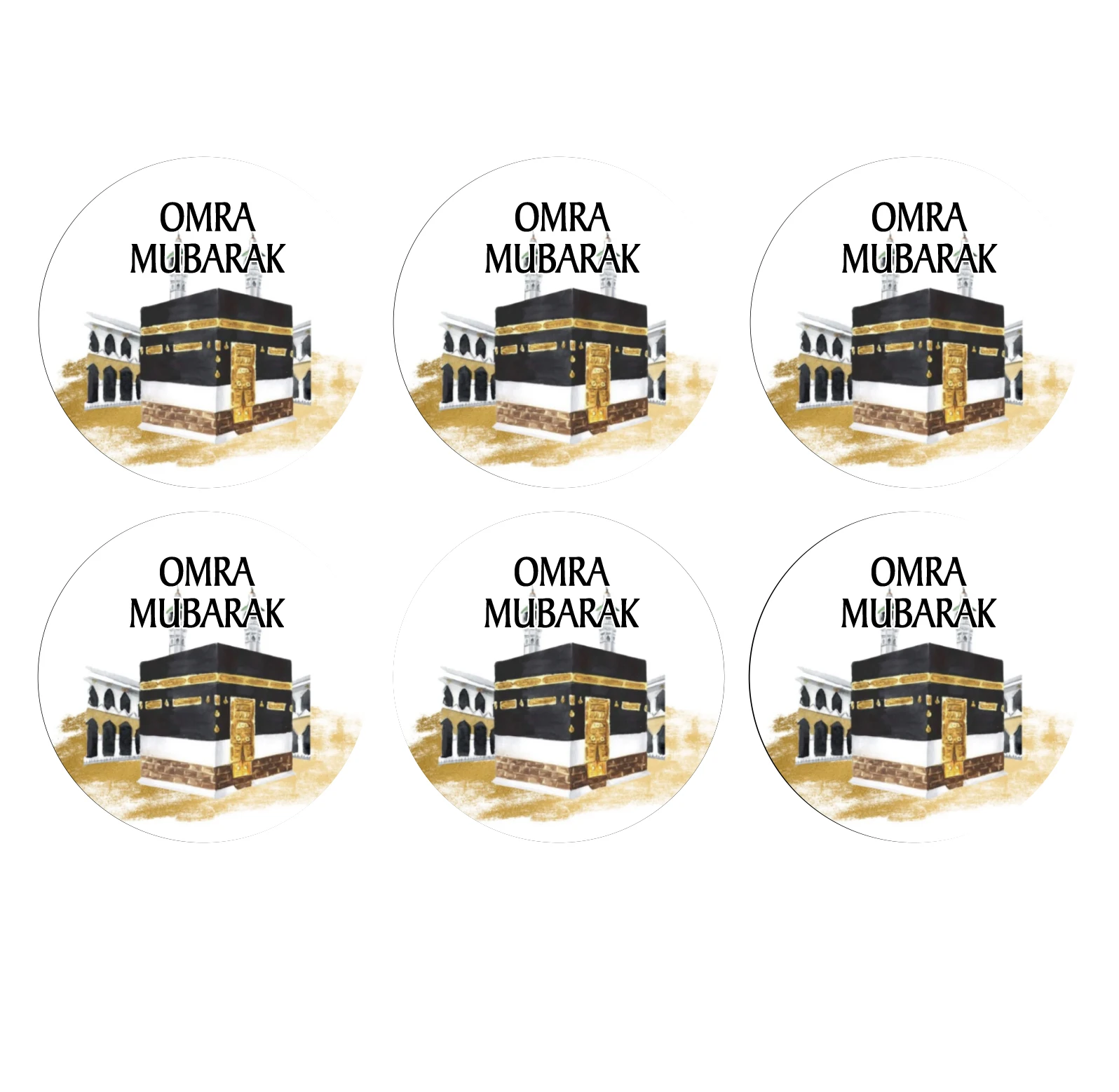 Omra mubarak Celebration Decorations Paper Sticker Gift Lable Seal Sticker Islamic Muslim Umrah Decoration Supplies