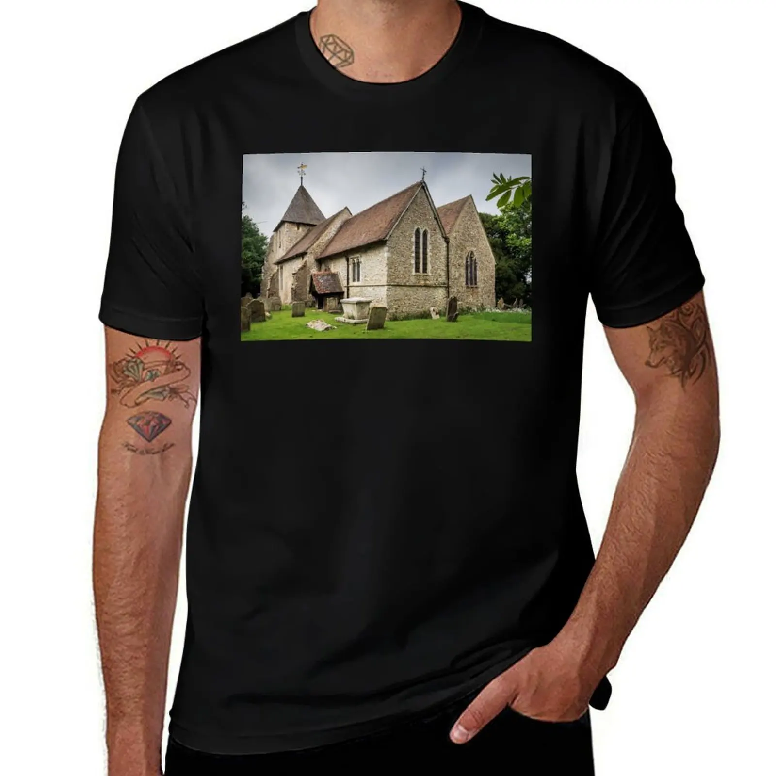 

Футболка Sellindge Church, мужская одежда, винтажная рубашка в стиле аниме, мужские рубашки для тренировок