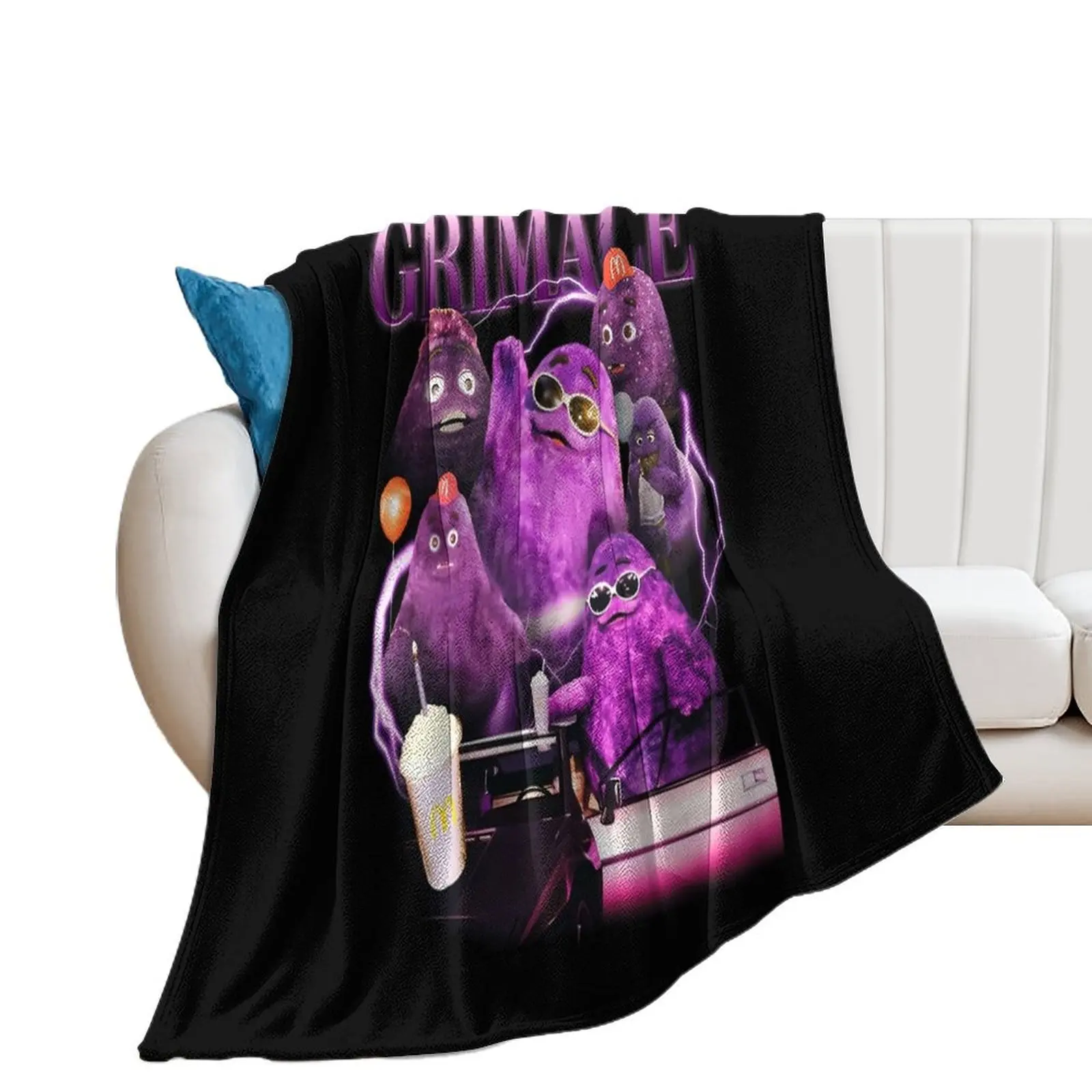 

Grimace in 90s Throw Blanket Shaggy Soft christmas gifts Thin Blankets