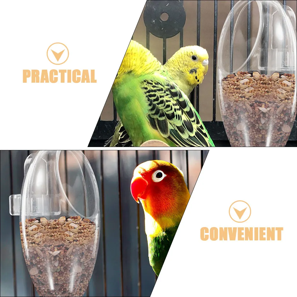 

2pcs Clear Bird Feeder Cage Small Plastic Food Box For Cockatiel Parakeet Hanging Indoor Easy Refill Visible Seed Storage