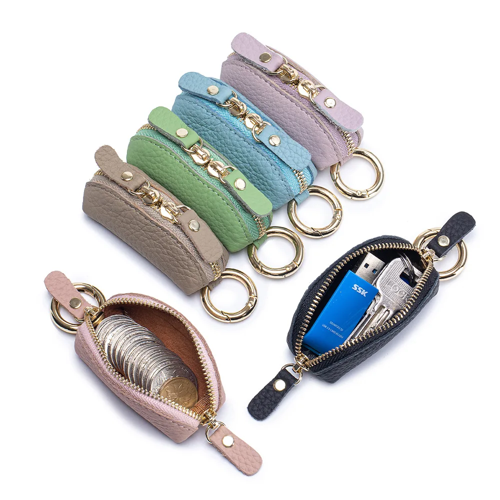 Woman Wallet New Japanese-style Compact Genuine Leather Zippered Coin Purse Keychain Bag Portable Mini Coin Purse