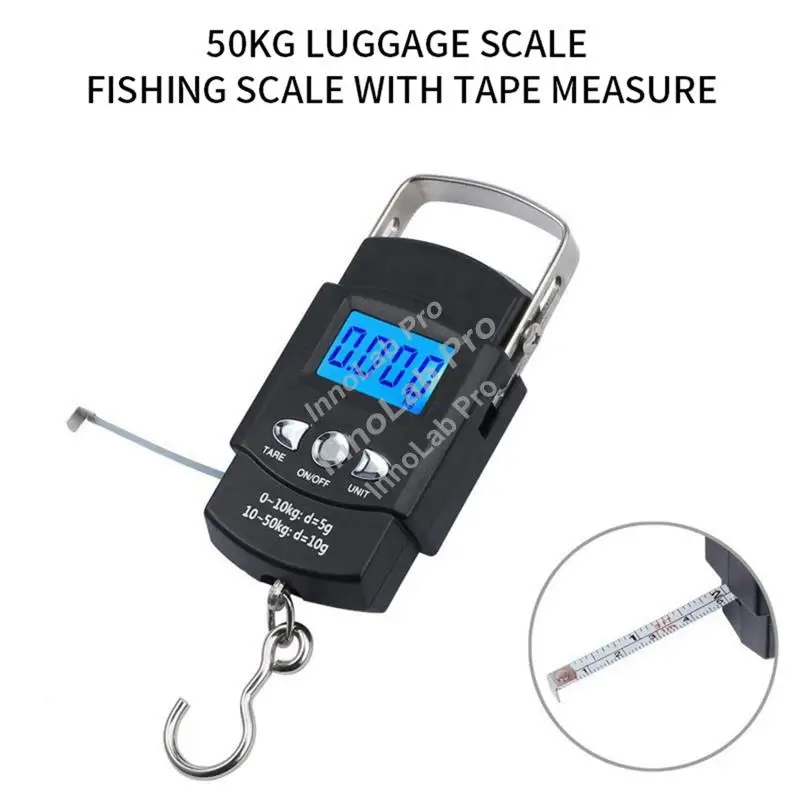 A21I-1 Pcs 50Kg Balança de Viagem Balança de Pesca Digital Com Régua Balança de Pesca de Alta Precisão Sem Bateria