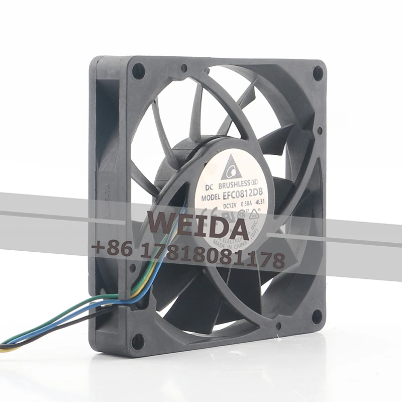 Delta 12V 0.50A  80X80X15MM EFC0812DB cooling fan four-wire PWM Ultra-thin CPU Large air volume mute