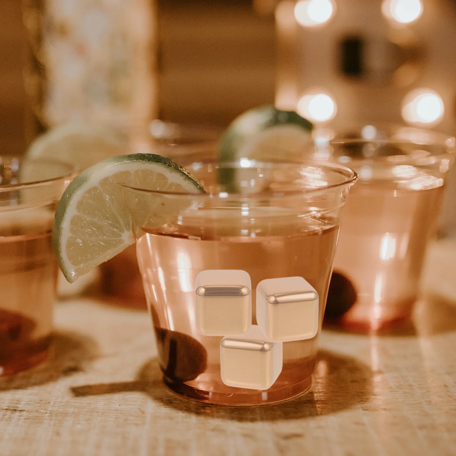 

1Set Reusable Ice Cube Set Stainless Steel Cooling Cubes for Drink Chiller Portable Beverage Ice Bars Household Party Gift Ideas