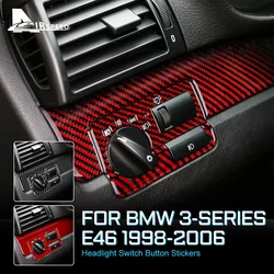 AIRSPEED For BMW E46 Headlight Switch Button For BMW E46 1998-2006 3 Series Carbon Fiber Decorative Car Stickers Accessories