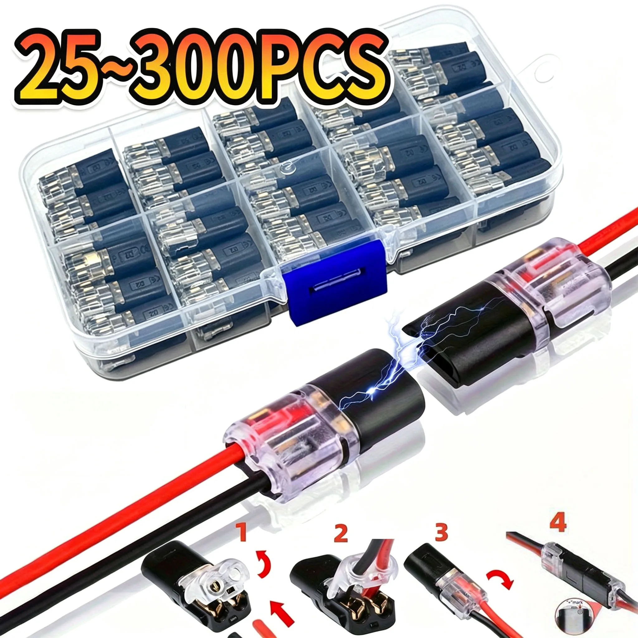  25-300pcs/Box Car Electrical Connector Wire Cable Automotive Electrical Connectors Strip Terminal Connection 2 Pin Way Plug