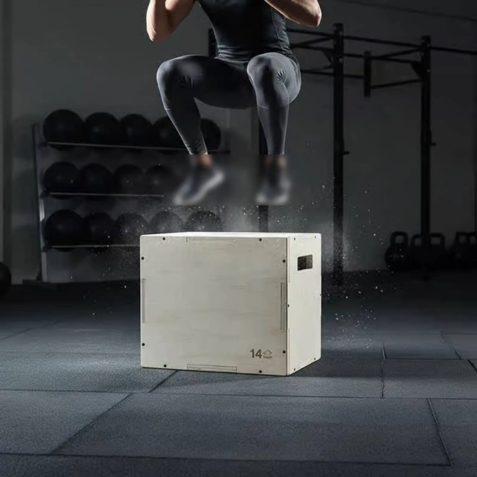 

Wooden Plyo Box Compact and Portable Plyometric Box Fitness Equipment Sturdy Construction Sturdy for Athletes, Gym