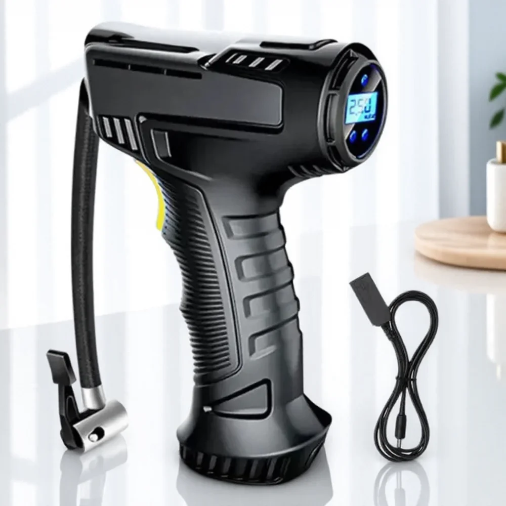 مضخة نفخ إطارات السيارة اللاسلكية المحمولة مع ضوء LED ومراقبة الضغط وشحن USB والتضخم التلقائي
