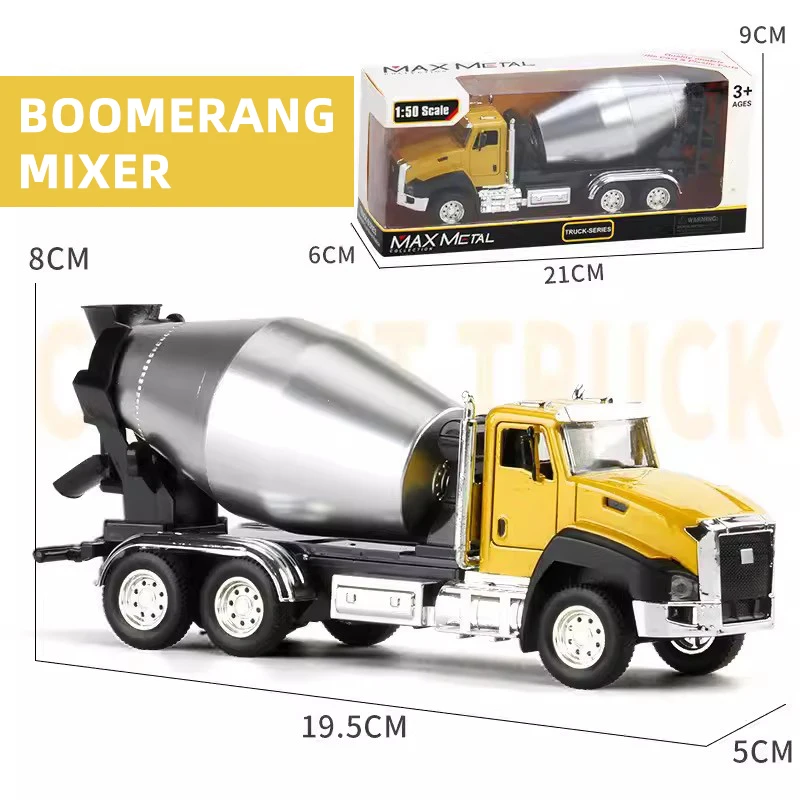 3 Pack of Diecast Engineering Construction Vehicles Dump Digger Mixer Truck 1/50 Scale Metal Model Cars Pull Back Car Kids Toys