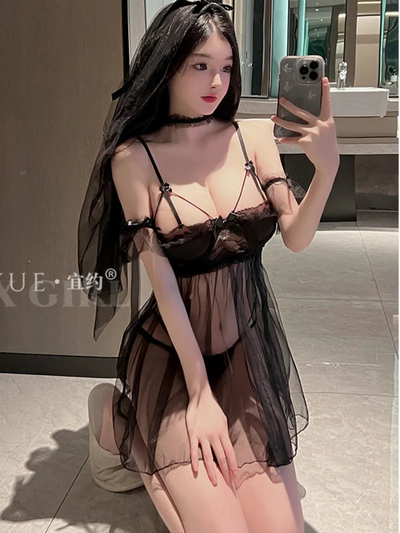 

Lace Sexy Hanging Strap Temptation Wedding Dress Elegant Nightwear Hot Uniform Mehs Lace Sweet Fashion Sexy Tops X7KH