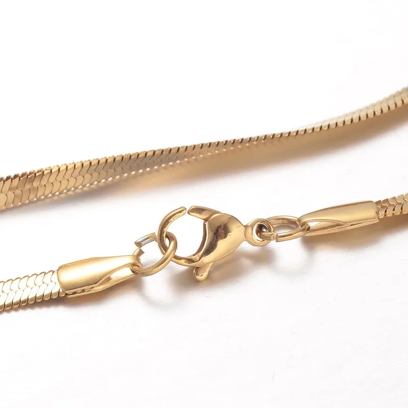 

304 Stainless Steel Snake Chain Necklaces, with Lobster Claw Clasps, Golden, 17.7 inch(45cm), 3~3.3x0.7mm