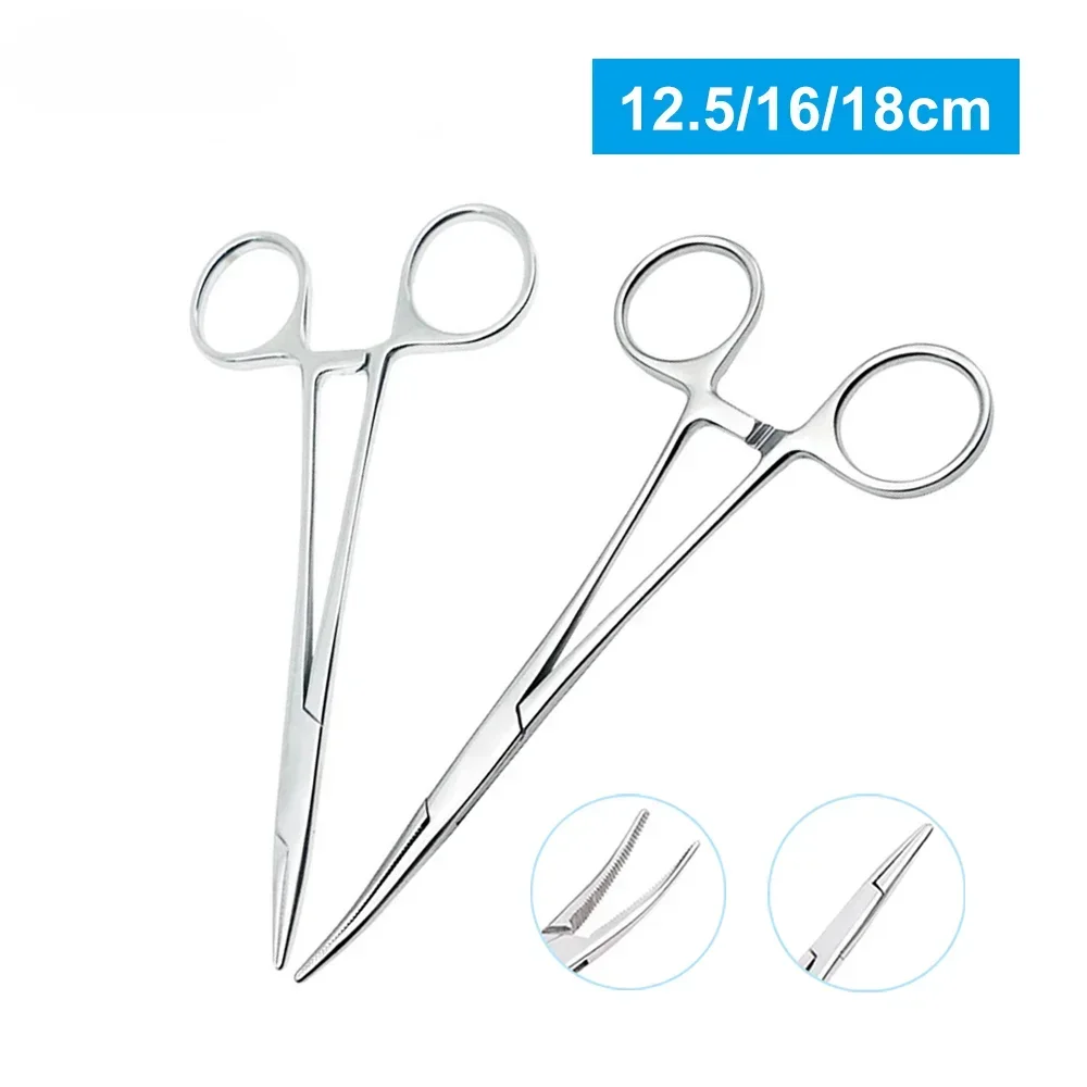 

Stainless Steel Locking Forceps Artery Surgical Clamp Curved Straight Tip Fish Hook Pliers Hemostatic Forceps Hand Tools