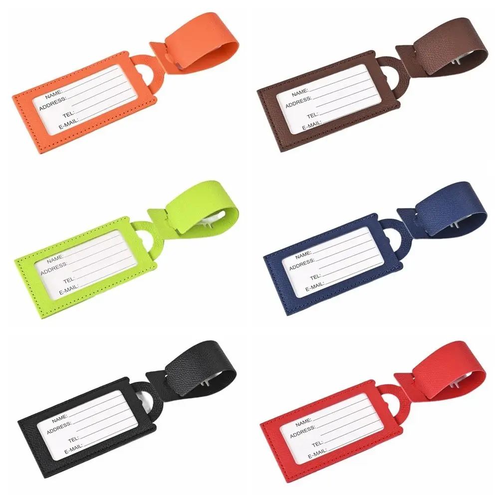 Information Card Luggage Tag PU Leather Address Label Airplane Suitcase Tag Bag Pendant Backpack Tag Baggage Name Tag