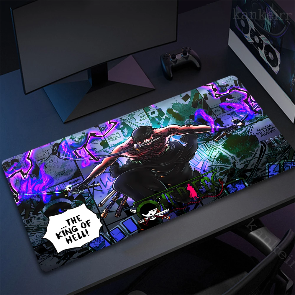 One Piece Zoro Roronoa Locking Edge Mouse Pad Game Gaming Mousepad XL Large Gamer Keyboard PC Desk Mat Computer Tablet Mouse Pad