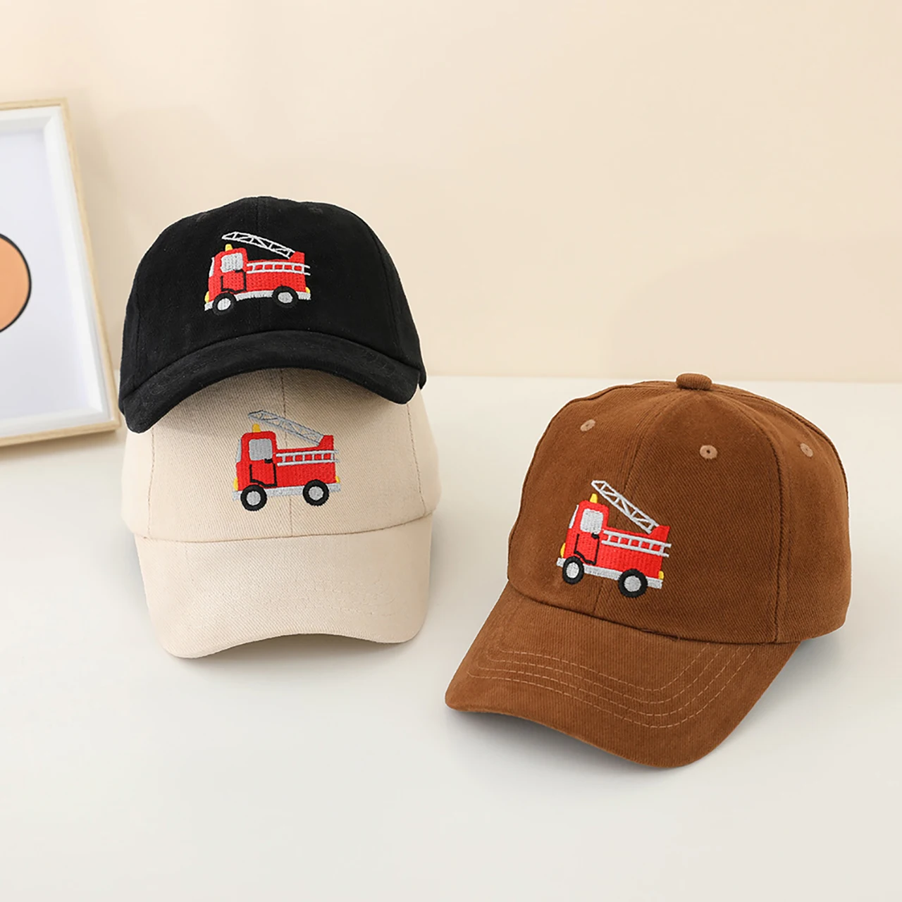 Cartoon Retro Children Duck Tongue Hat Car Print Kids Baseball Cap Autumn Long-Brim Kids Sun Hats 2-6Year Baby Boys Peaked Caps view 3