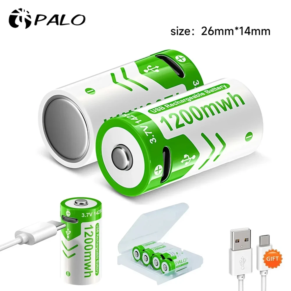 PALO 3,7 V ICR14250 14250 Lithium-Batterie 1200 mWh 14250 Li-Ion-Akkus für LED-Taschenlampe, Laserstift, Gaszähler