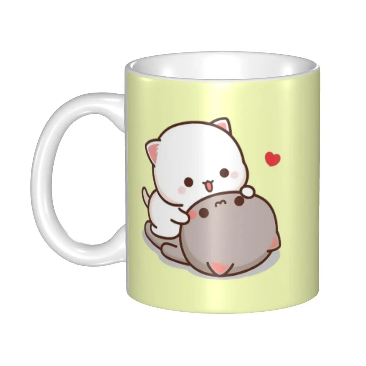 Custom Peach And Goma Mochi Cat Cuddling Coffee Mug DIY Ceramic Milk Tea Cup