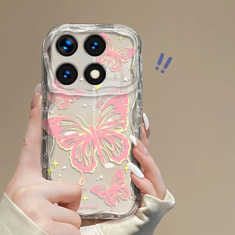 Capa tpu flexível para xiaomi poco x6 pro f6 pro 5g, à prova de choque, padrão de borboleta, capa protetora traseira fundas