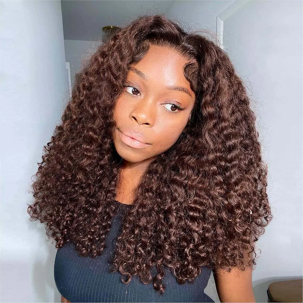 

Geeta Kinky Curly Lace Front Wig 13x4 13x6 Chocolate Brown Colored 100% Human Hair Wigs for Women Brazilian 4x4 5x5 Lace Wigs