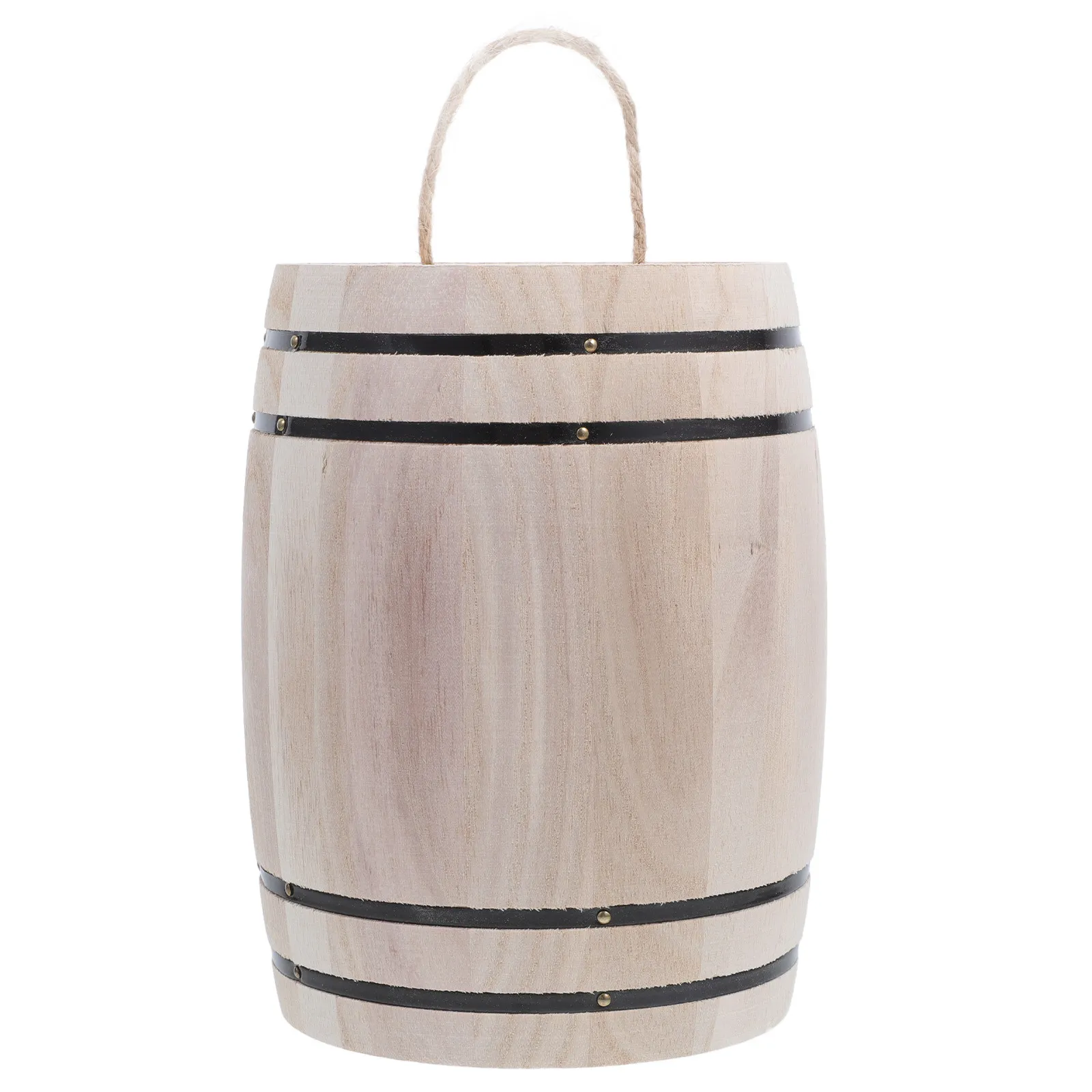 1Pcs Wooden Barrel Pen Holder Desk Organizer Small Wooden Cask Coffee Bean Tea Container Wood Color Decoration