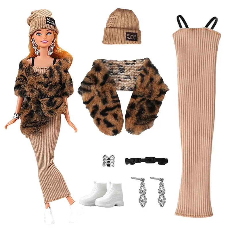 Barbie Doll Outfit Set para Menina, Roupas De Boneca, Vestido, Saia, Suéter, Calças, Chapéus, Acessórios De Festa, Brinquedo, Moda Inverno, 30cm, 1