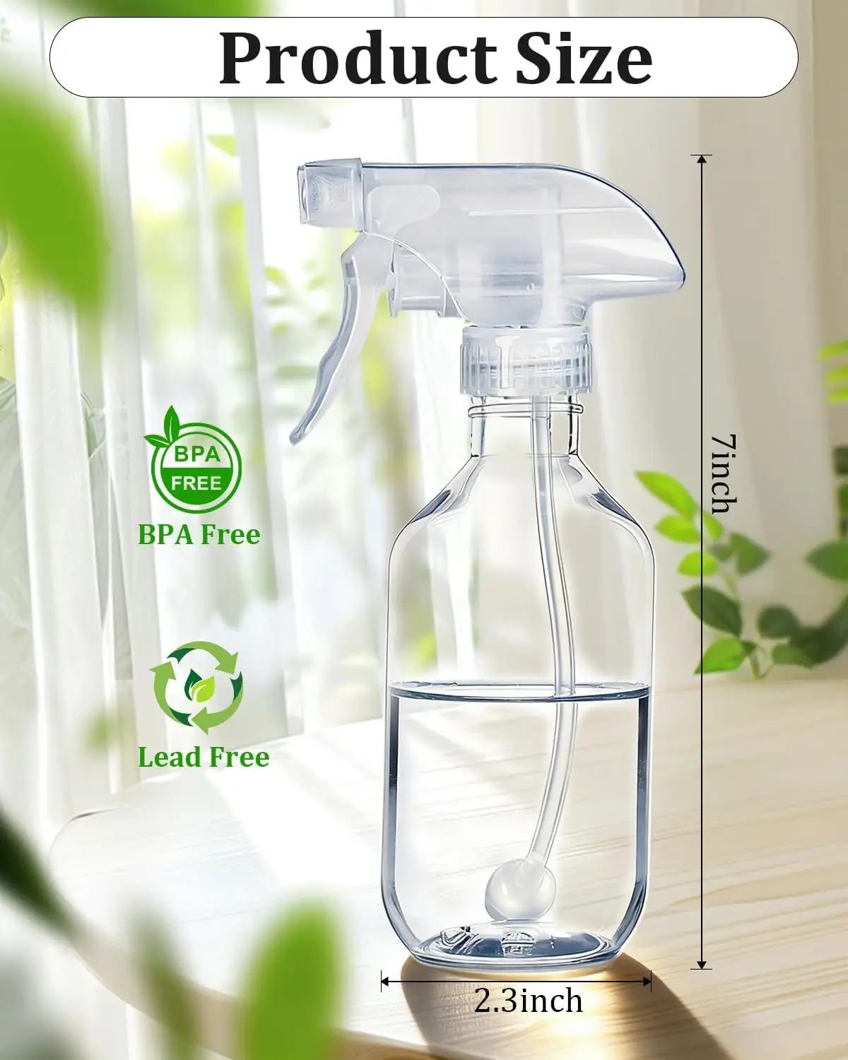 2 Pack 360° Spray Bottles, 10 oz Plastic Small Containers with Adjustable Spray Nozzles, Spray Bottles for Hair, Cleaning