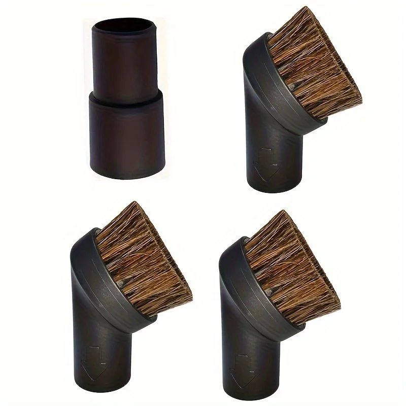 Вакуумная щетка из конского волоса - круглая, универсальный разъем. Замена 1,25 дюйма с адаптером для шланга 1,25-1,37 дюйма для стандартных шлангов