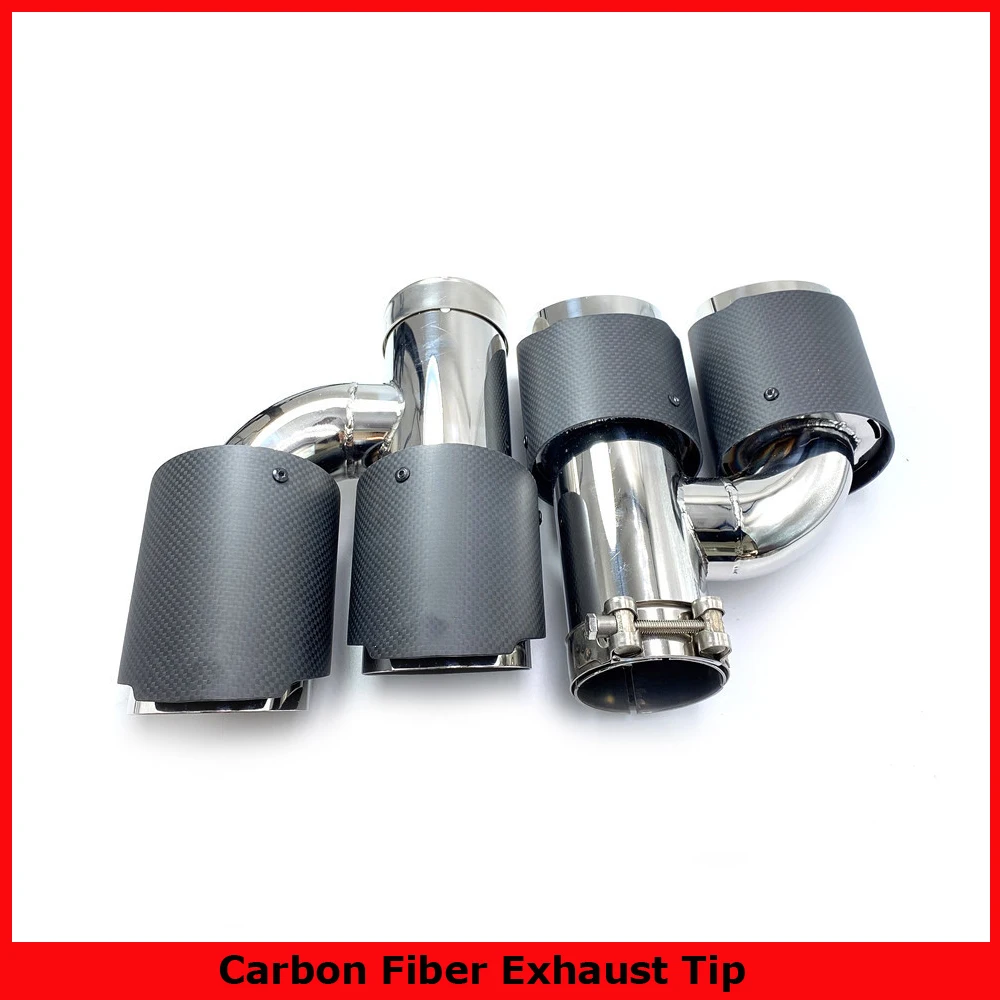 

2PCS H Style Universal Dual Matt Round Carbon Fiber Exhaust Tip Stainless Steel Exhaust Pipe Muffler Tip For BMW 5 Series