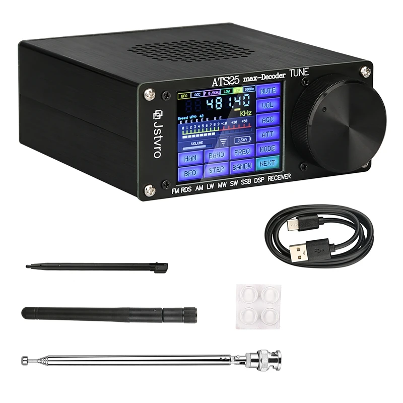 

1Set SI4732 Full Radio DSP FM LW MW SW SSB Receiver 2.4 Inch Touch Screen ATS-25Max-Decoder Black