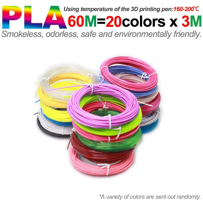 Farbiges PLA-Filament für 3D-Stiftdruck 36M 50M 100M 150M 200M Rauchfreie Sichere Kunststoff-Nachfüllung für 3D-Kinderdruckstifte