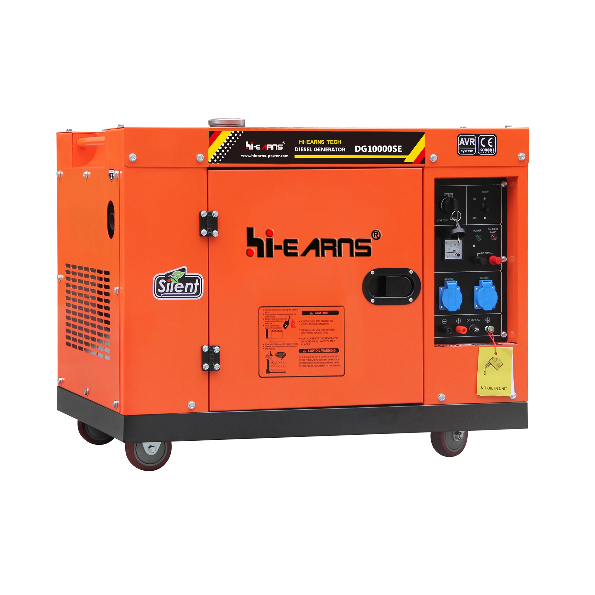 Hi-earns 7KW 8KW 8.8KVA 220V Silent Air Cooled Generator with Digital Panel for Home