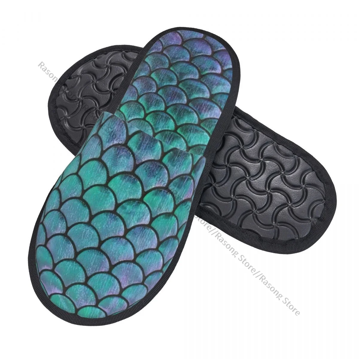 Plush Indoor Slippers Mermaid Scales Warm Soft Shoes Home Footwear Autumn Winter